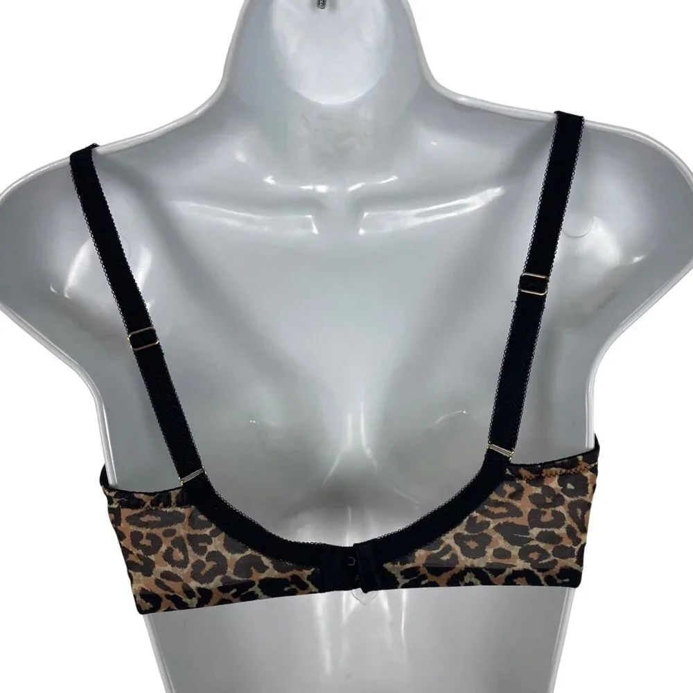 Gossard Glossies Leopard Sheer Molded Bra13101 32DDD Leopard Print Sheer - Picture 6 of 8